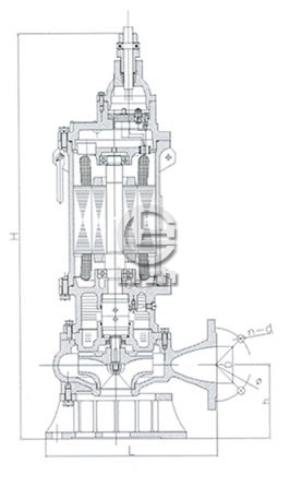 BQW25-10-2.2矿用型隔爆排污排沙潜水泵外形尺寸图