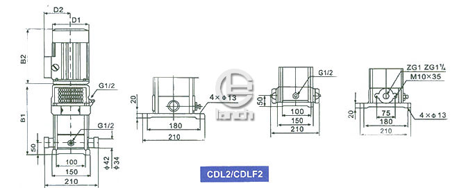 CDL2 / CDLF2系列多级泵安装尺寸