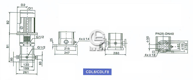 CDL8 / CDLF8系列多级泵安装尺寸