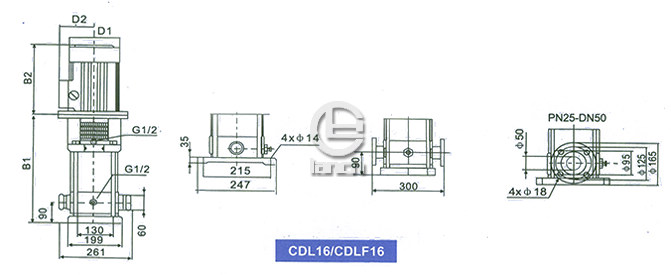 CDL16 / CDLF16系列多级泵安装尺寸