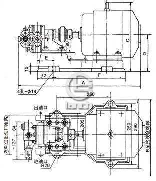 KCB、2CY齿轮油泵安装尺寸图1