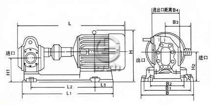 KCB、2CY齿轮油泵安装尺寸图2