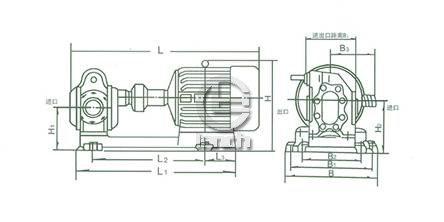 KCB、2CY齿轮油泵安装尺寸图