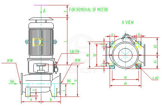 EMD型船用立式离心泵 机组尺寸