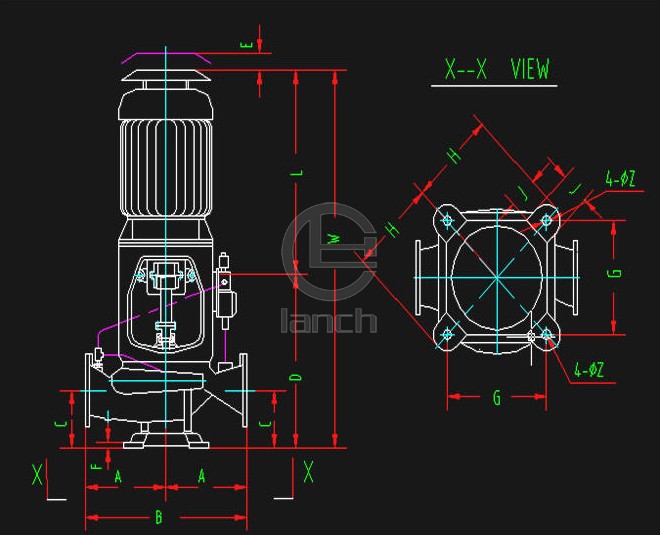 ESC型船用立式离心泵 机组尺寸
