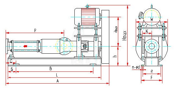 GCN-单螺杆泵 尺寸图