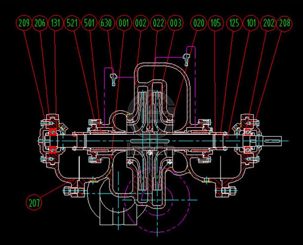HDS型船用卧式离心泵 结构图