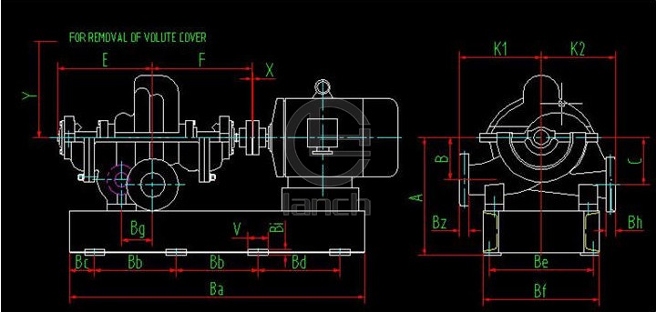HDS型船用卧式离心泵 机组尺寸