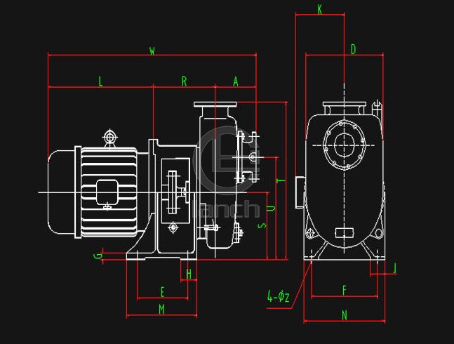 TMS型船用泵 机组尺寸