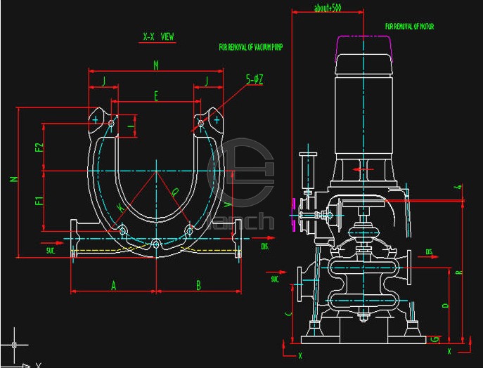 VS型船用立式离心泵 机组尺寸