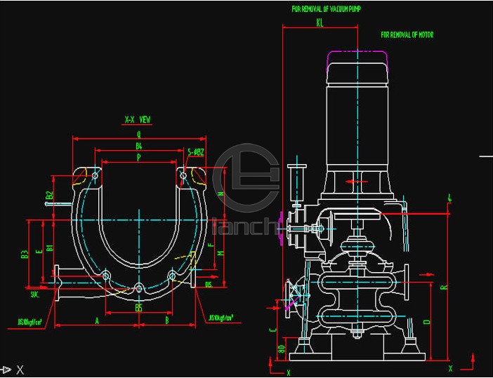 VS-S型船用立式离心泵 机组尺寸
