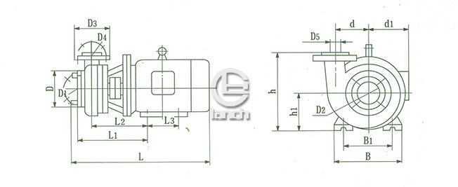 FSB-D短支架式氟塑料合金泵安装示意图