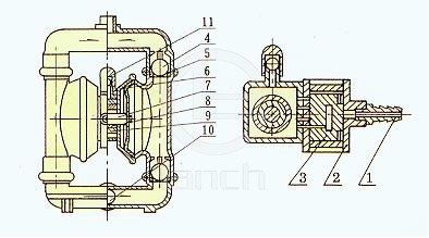 QBY型气动隔膜泵零件装配图