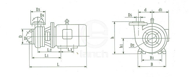 FSB-D短支架式氟塑料合金泵 安装示意图
