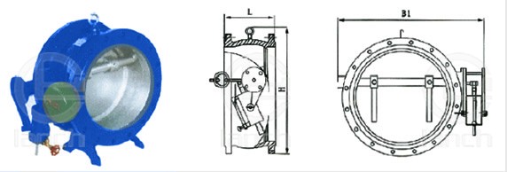 HH47蝶式缓冲止回阀 外形尺寸图