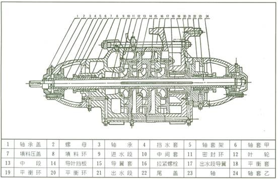 D-DG卧式多级离心泵 结构图