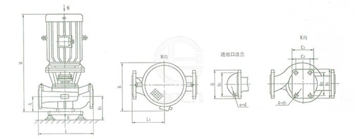 ISGB、IRGB系列管道泵 产品外形图及安装尺寸