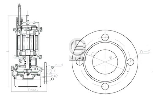QXF25-9-1.1型全不锈钢潜水泵外形尺寸图