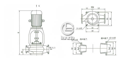 SLB双吸空调泵外形尺寸图