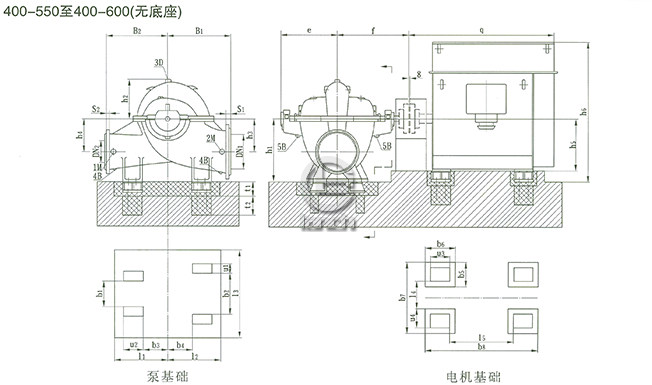 SOW中开泵（400-550 ~ 400-600）安装尺寸
