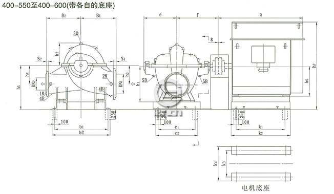 SOW中开泵（400-550 ~ 400-600）安装尺寸