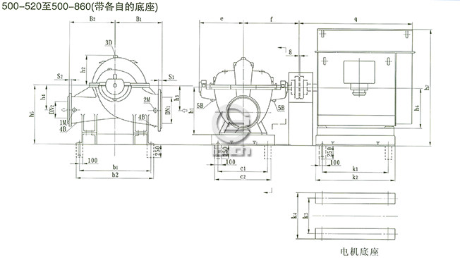 SOW中开泵（500-520 ~ 500-860）安装尺寸
