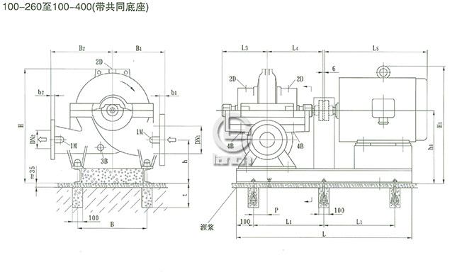 SOW中开泵（100-260 ~ 100-400）安装尺寸