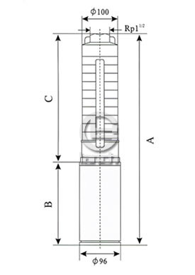 SP5不锈钢多级深井潜水泵外形尺寸图
