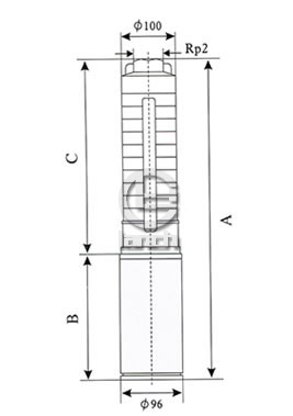 SP8不锈钢多级深井潜水泵外形尺寸图