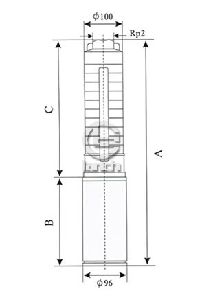 SP12不锈钢多级深井潜水泵外形尺寸图