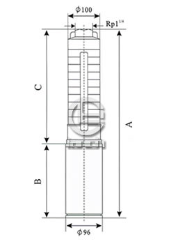 SP3不锈钢多级深井潜水泵外形尺寸图