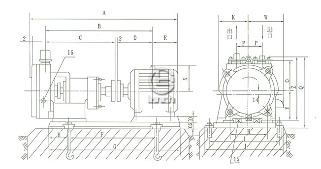 SZB型水环悬臂式真空泵安装图