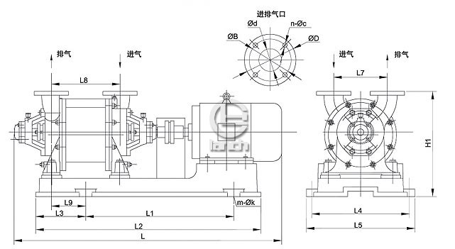 SZ系列水环式真空泵外形尺寸图