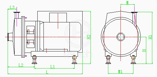 卫生级离心泵 安装尺寸图