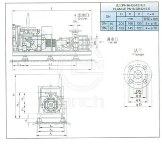 10L/S XBC型柴油机消防泵性能曲线图及安装示意图
