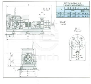 15L/S XBC型柴油机消防泵性能曲线图及安装示意图