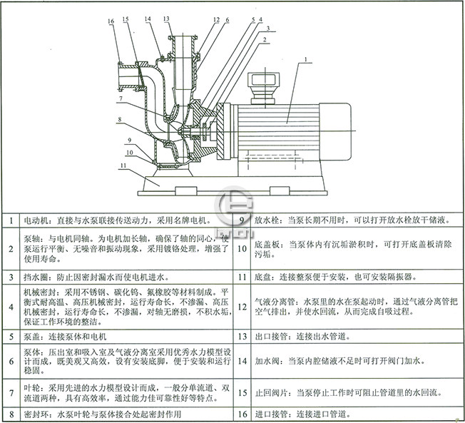 ZWL型直联式自吸无堵塞排污泵结构图