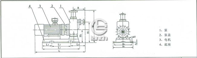 ZWL型直联式自吸无堵塞排污泵结构示意图